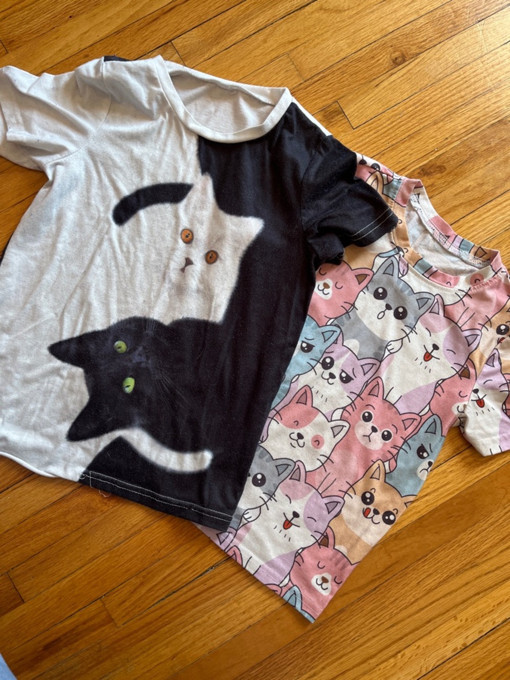 Kids Cat Graphic Tee Bundle - Black & Pastel Multi Cat Prints